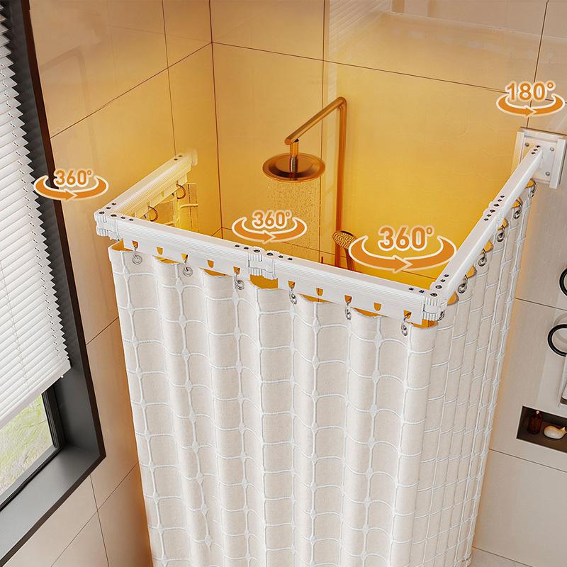 Suction Cup 2/3/4/5 Folding Shower Curtain No Hole Required Waterproof Mold-resistant Toilet Partition Curtain Shower Curtain
