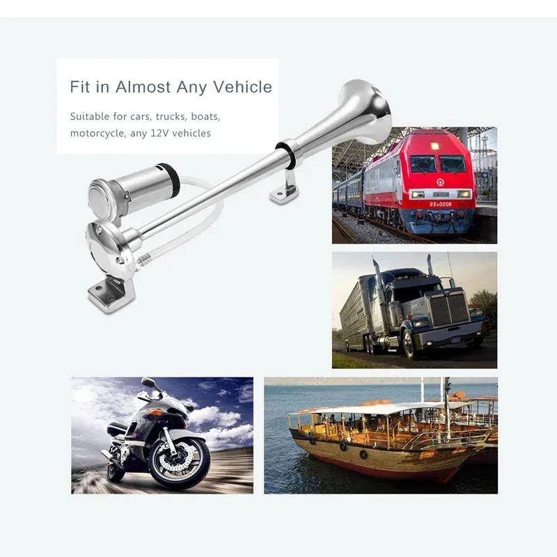Universal 17inch Single Trumpet Car Air Horn 12V Compressor 150DB Super Loud Air Hose Car Horn Speaker for Truck Boat Motorcycle