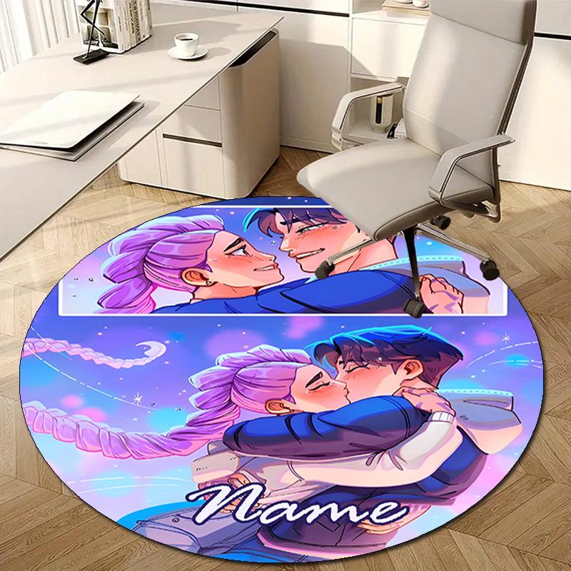 Personalized K-KPop Demon Hunters Round Chair Office Rug - Perfect for Mat, Office Chair & More - Ideal Gift for Birthdays and Holidays