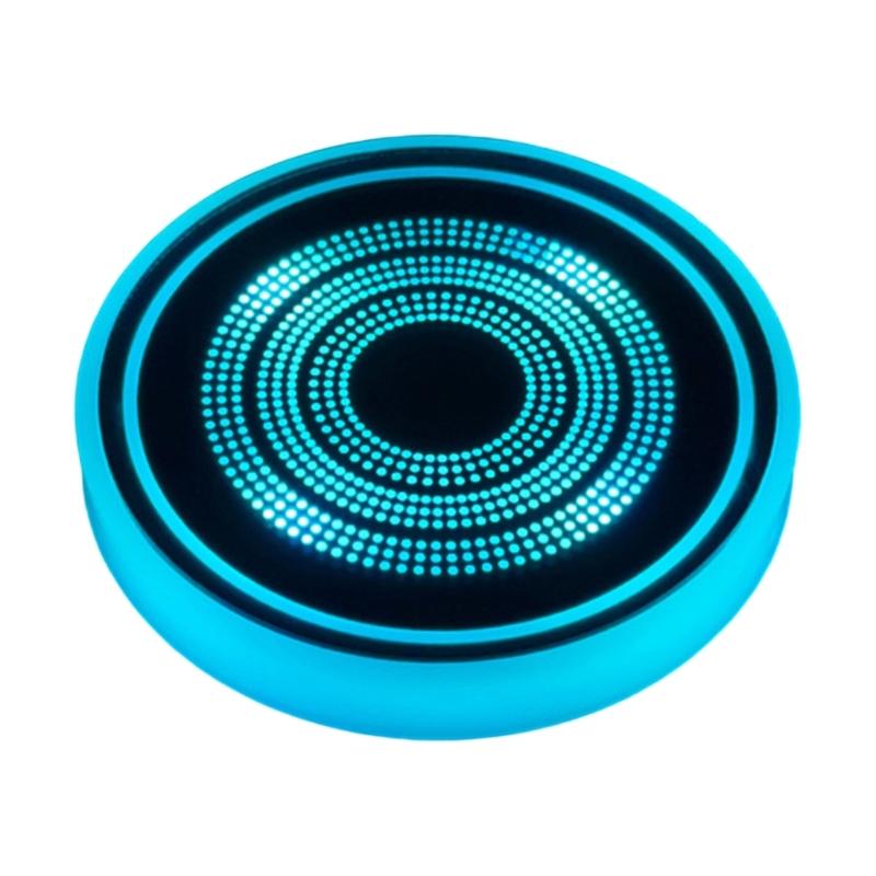 Acrylic USB Rechargeable Car Cup Holder with Mood Lighting & Anti Slip Base Multicolor Illuminated Cup Mat for Car