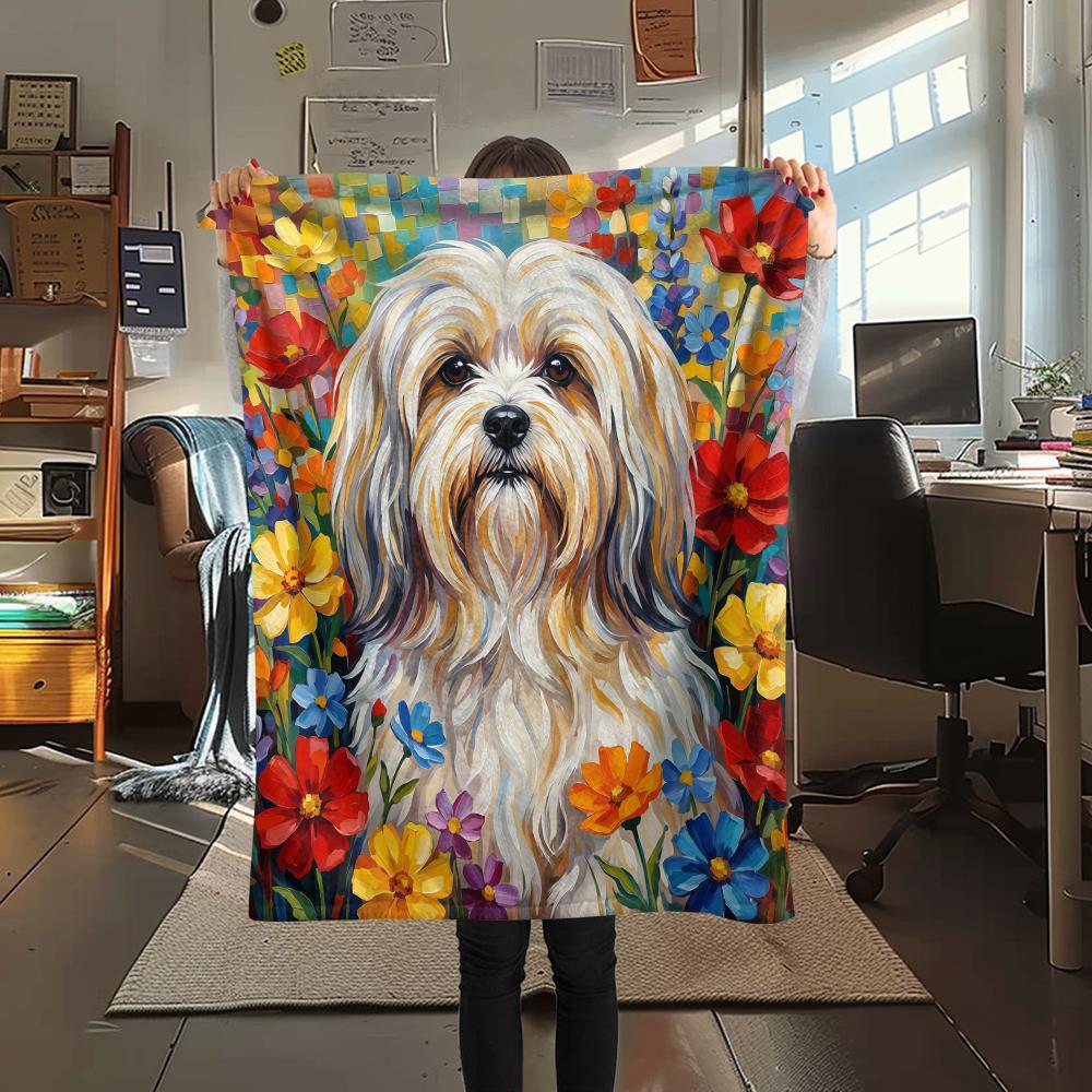 

oil painting puppy Print Flannel Blanket,High quality Comfortable for All Seasons,Home Decor,Warmth and Comfort,Perfect for Christmas Gifts 80cm x 120cm