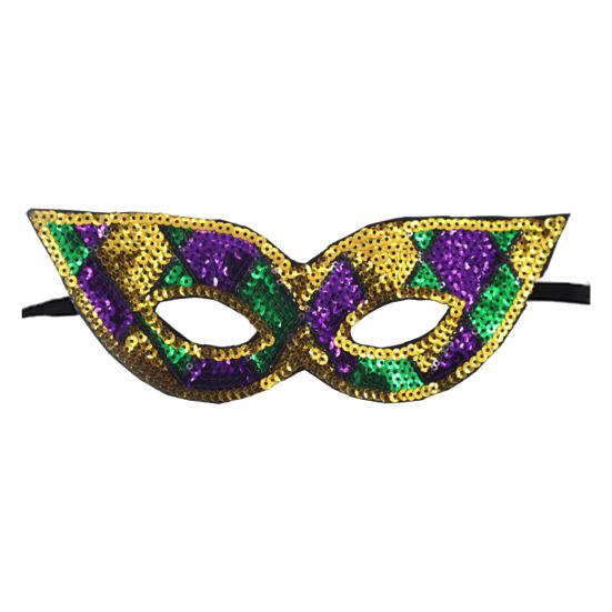 Purple Green Yellow Sequin Mardi Gras Masque Masquerade Venetian Carnival Half Face Masque