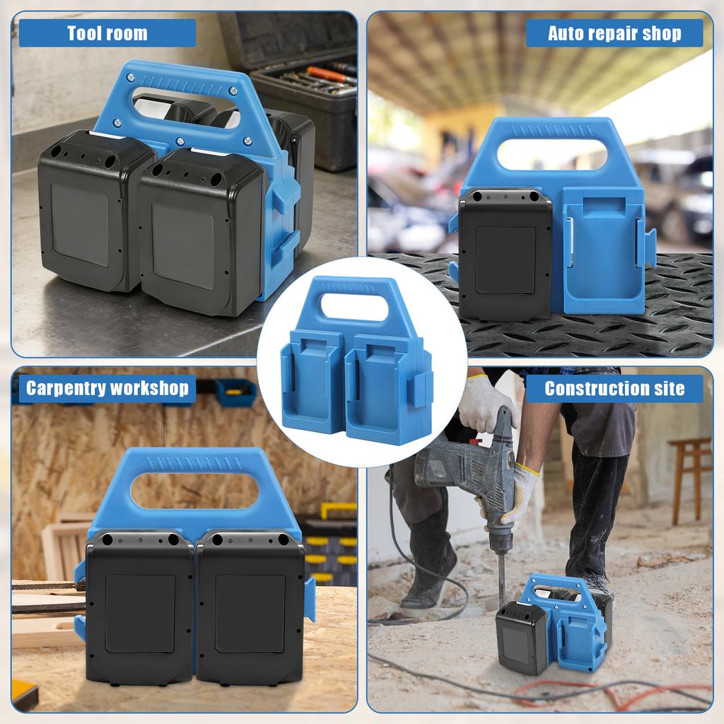4-Slot Battery Holder for Makita 18V&14.4V Portable and Rugged Battery Storage Case Handle Equipped for Electrician Carpenter