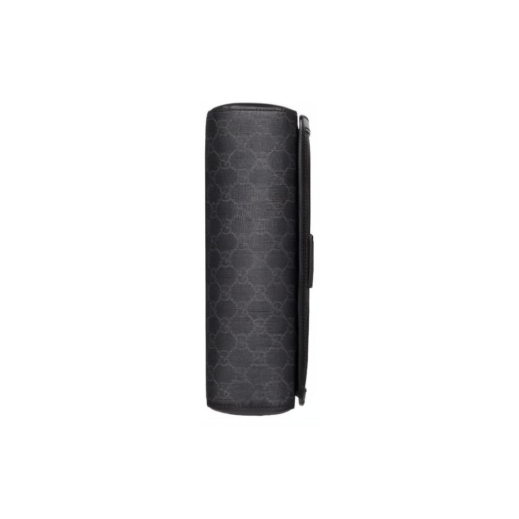 Gucci Letter Logo Magnetic Flap Closure Canvas And Leather Shoulder Crossbody Bag Men Bags Black 771167-K5RLN-1095