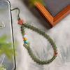Handmade Jade Phone Strap Rope with South Red Amber Butterfly Charm Wristlet Pendant Gift for Girls Lanyards