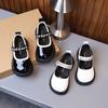 Children's black small leather shoes, spring and autumn 2025 new cute bow pearl performance single shoes, girls' small leather shoes