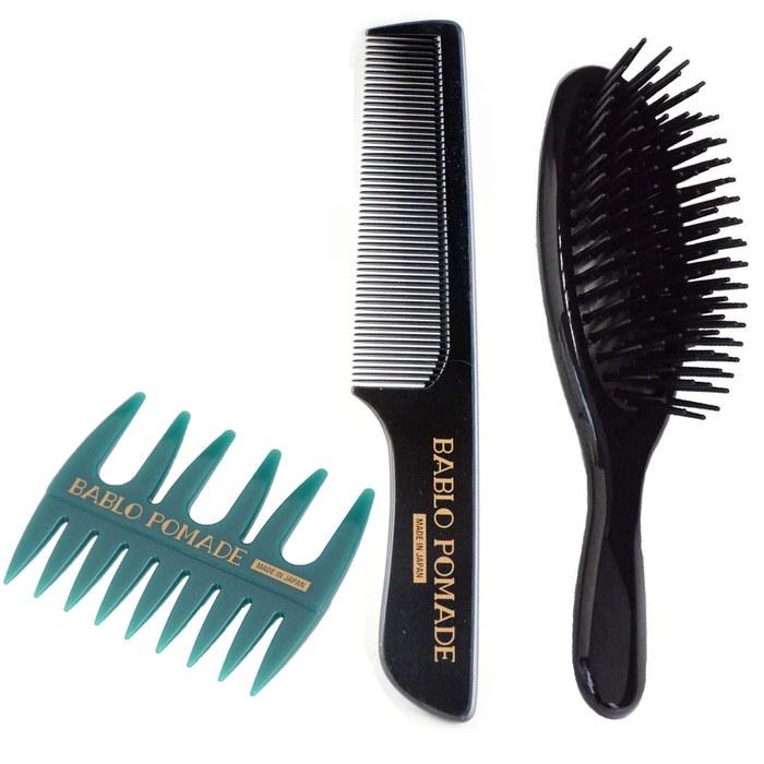 BABLO Pomade Mesh Comb (Green) - 3 Piece Set