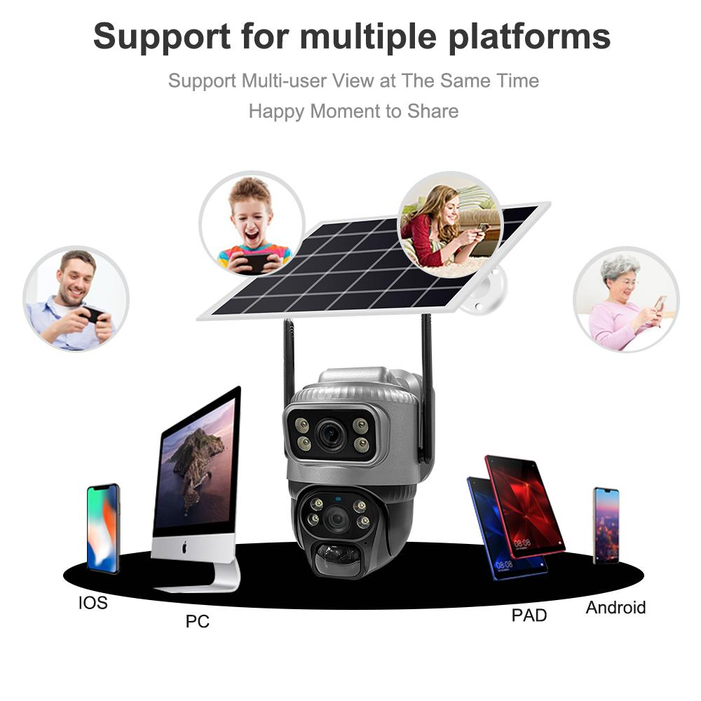 Single/Binocular Solar Surveillance Camera WiFi/4g Wireless Connection Waterproof Night Vision High-definition Security Monitoring