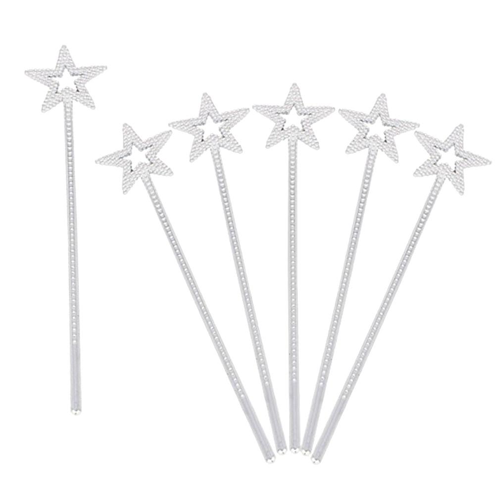 6Pcs Electroplating Pentagram Star Fairy Wand Plastic Magical Play Props for Birthday Party Wands Electroplating Pentagram Wand
