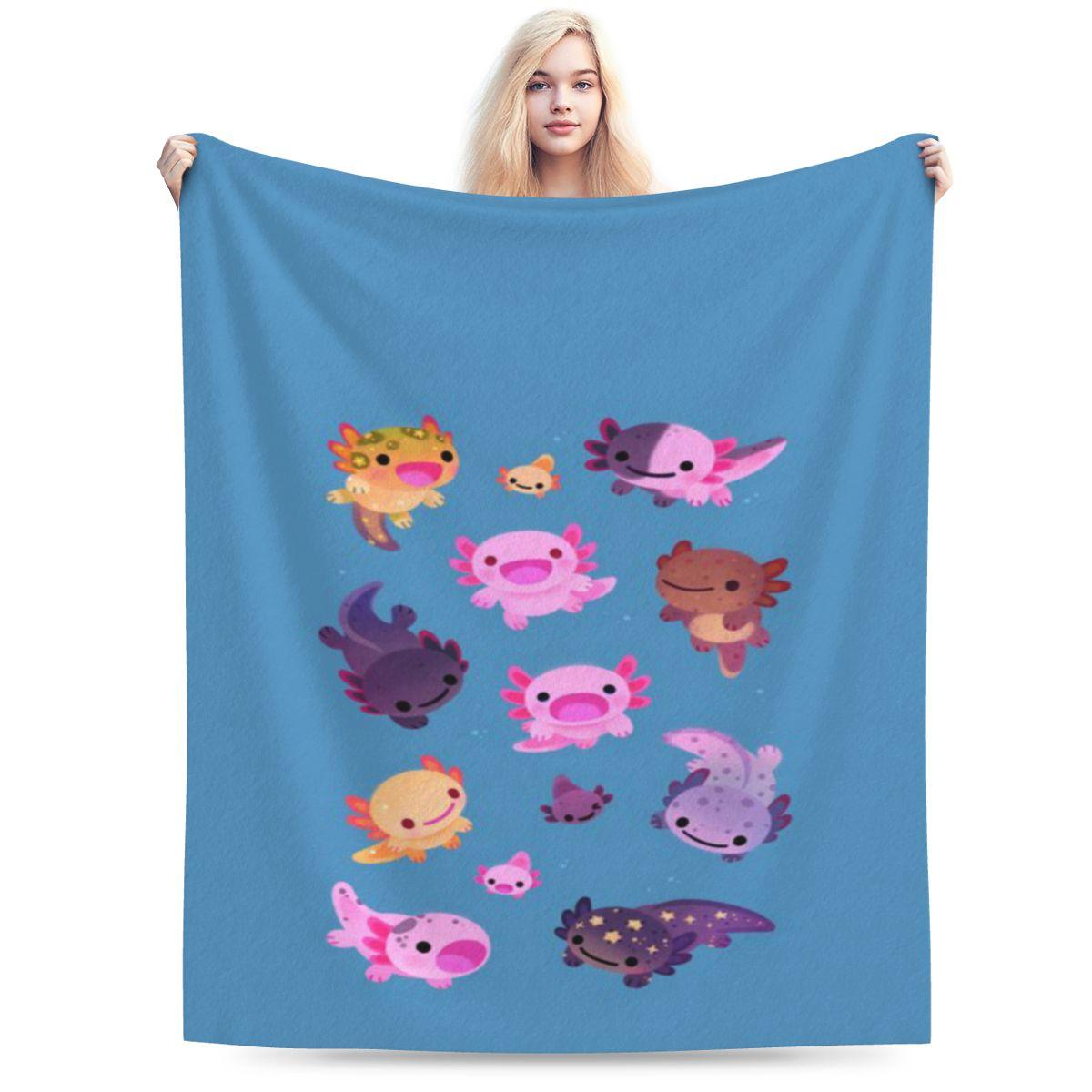 Happy Axolotl Blue Personalized Comfortable Gift An UltraSoft Micro Fleece Blanket 75x100cm 30x40in