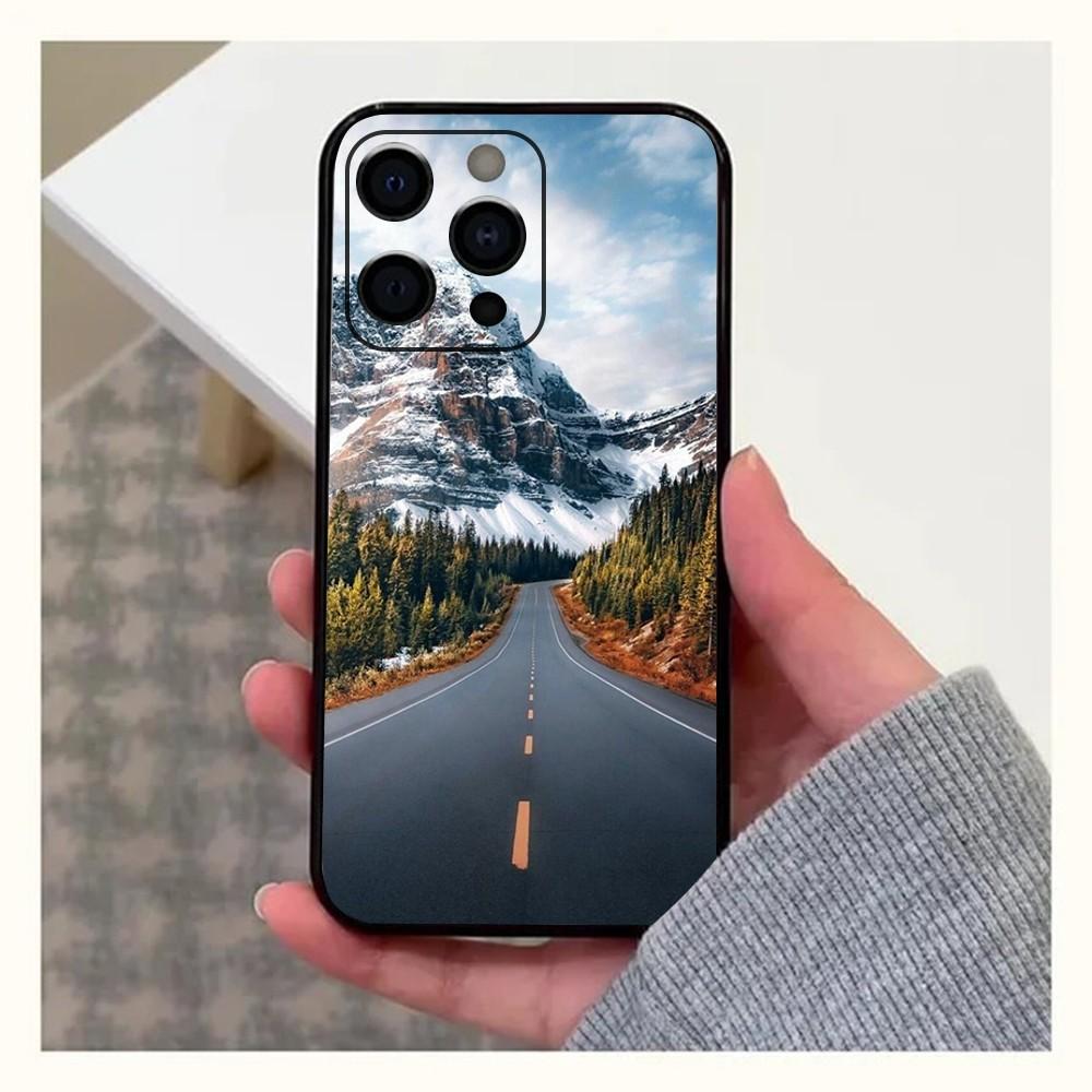 Waterfall nature Trees ship Phone Case For Apple iPhone 15,14,13,12,11,Pro,X,XS,Max,XR,Plus,Mini Soft Black Cover