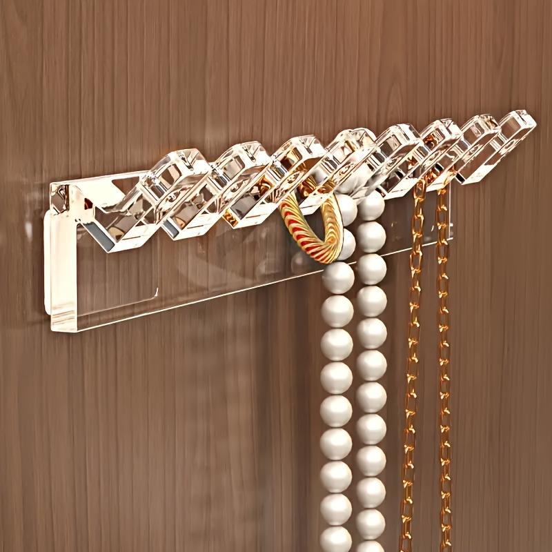3/6Pcs Wall Necklace Holder Acrylic Jewelry Organizer Necklace Hanger  Wall Mounted Jewelry Organizer, Each 8 Hooks
