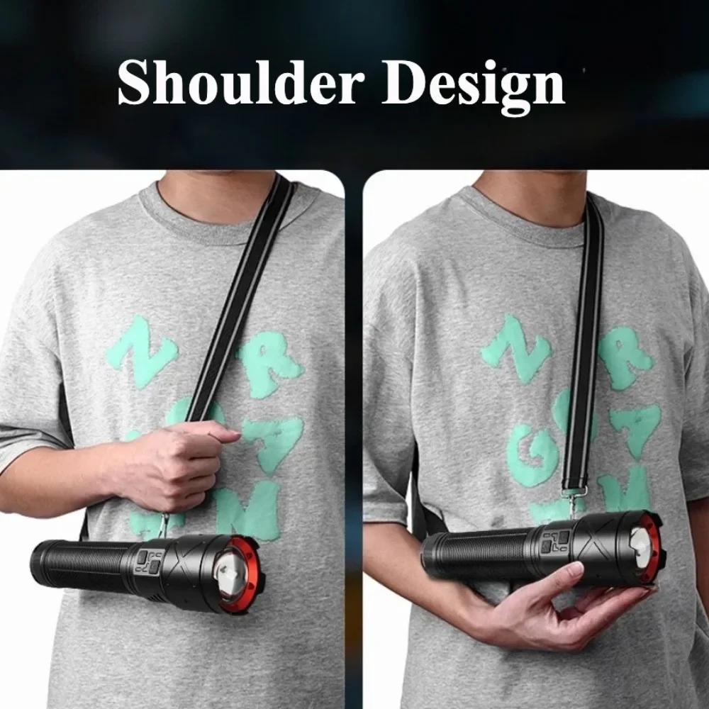 Powerful LED Flashlight Long Range Zoomable Hand Lamp USB Rechargeable Outdoor Work Light for Outdoor Camping