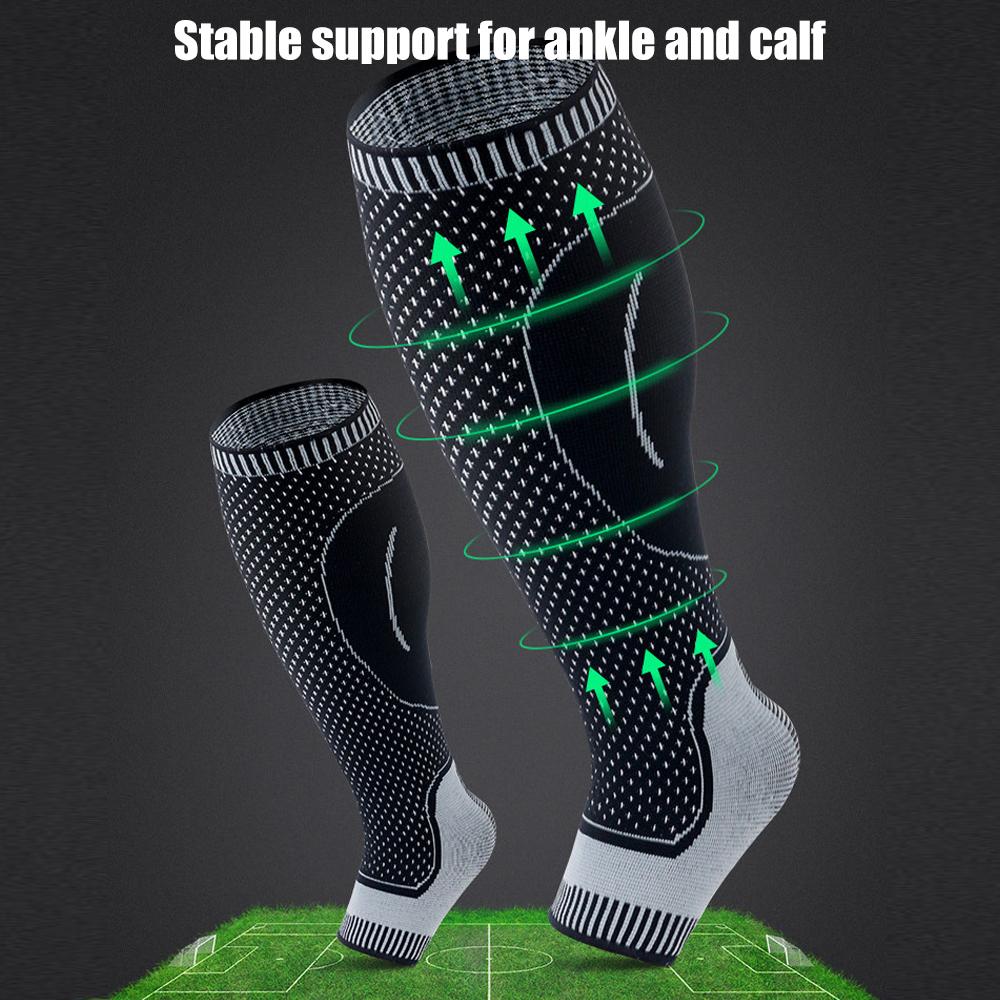 1 Paio Calzini Compressivi da Corsa Supporto Ortopedico Alti al Ginocchio Protezione Polpaccio Caviglia Per Calcio Sci Varici
