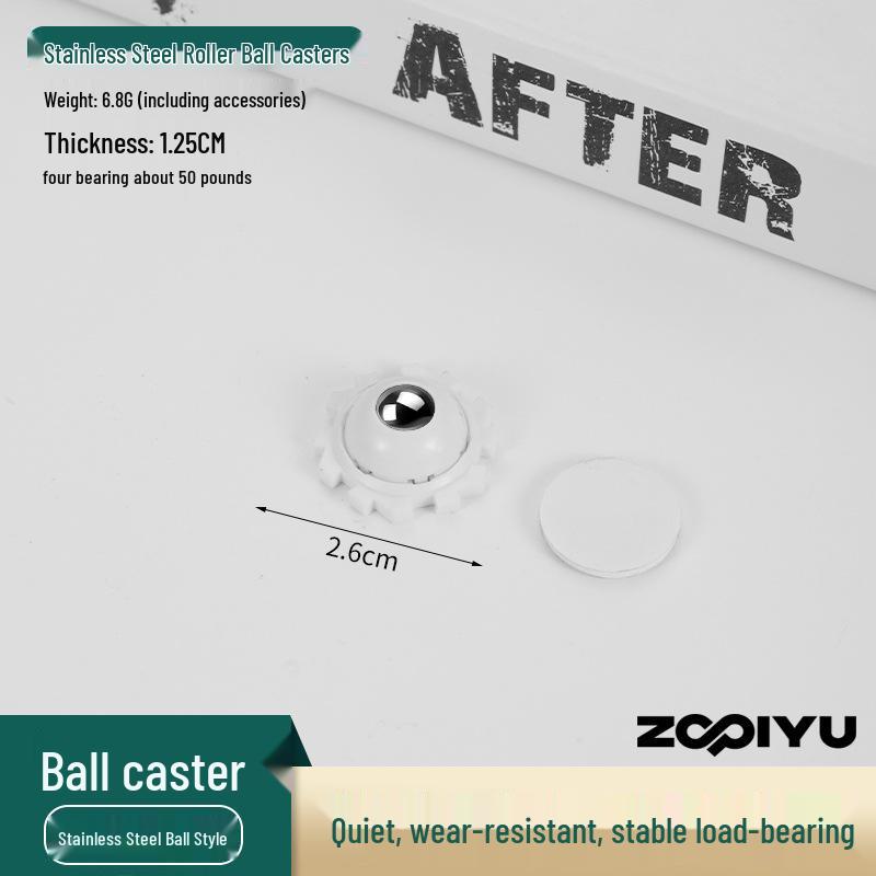 Universal Adhesive Caster Wheels, Silent, Wear-Resistant, Punch-Free Ball Bearings, Thickened Base for Household Use