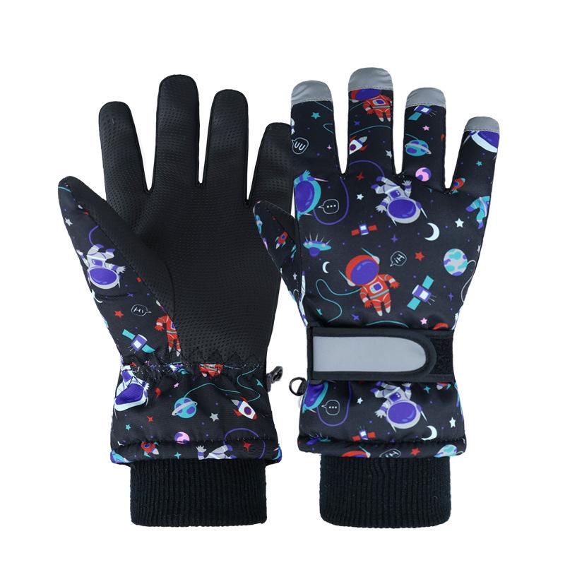 Kinder Winter Skihandschuhe: Warme, Verdickte, Cartoon-Design, Fünffingerhandschuhe für Jungen und Mädchen.