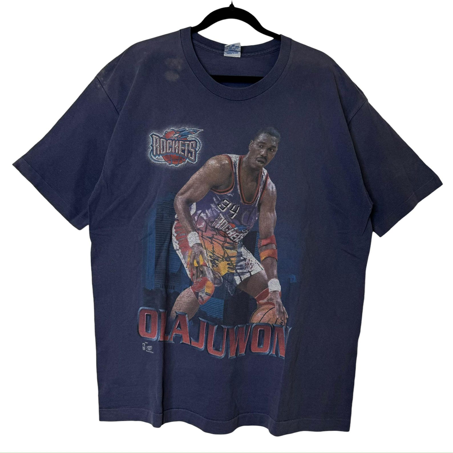 90s Hakeem Olajuwon Rockets T shirt Sz XL (B2583) S