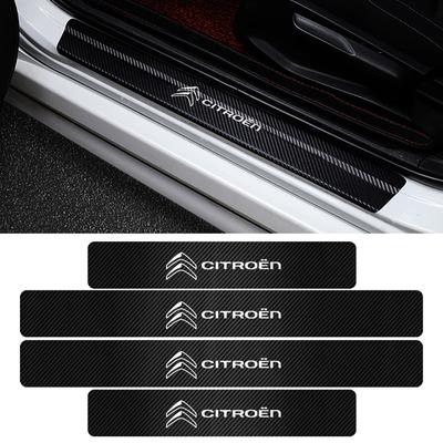 4Pcs Carbon Fiber Car Door Sill Plate Protectors Stickers For C1 C2 C3 C4 Grand Picasso C4L C5 C-ELYSEE Xsara Berlingo