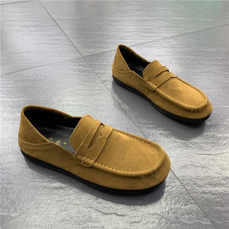 Lazy Shoes Men's Soft-soled Cowhide New Breathable Leather Doudou Shoes Men Wear One Pedal and Drive Blh