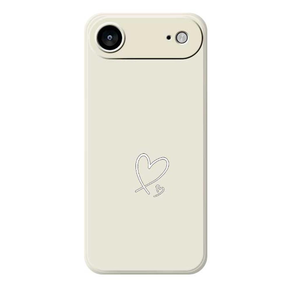 For iPhone 17 Air Case White Love Pattern Printing Straight Edge TPU Phone Back Cover