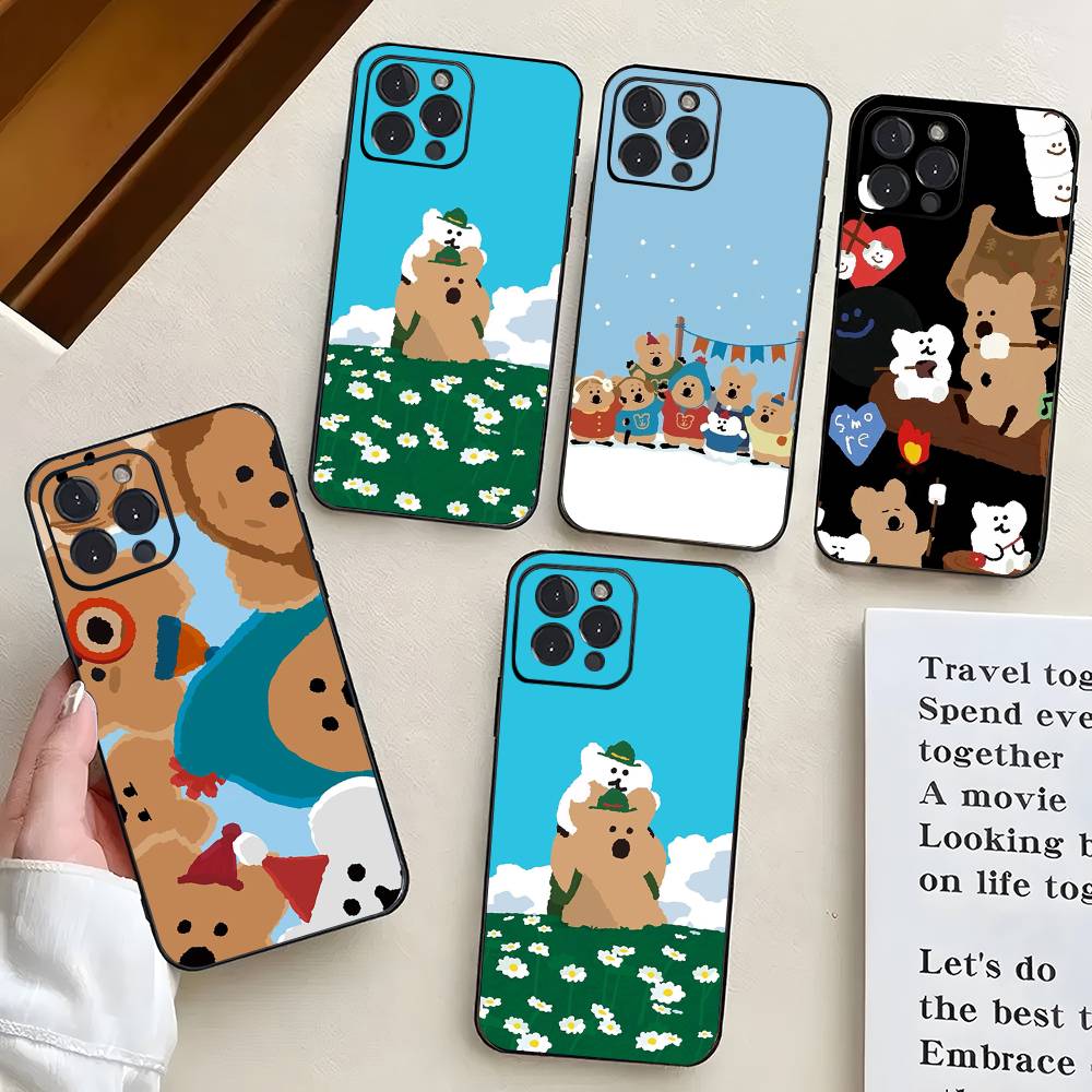 Cartoon Animation D-Dinotaeng Phone Case For IPhone 17 Air 16 15 14 13 Pro Max 11 12 Black Silicone Cover