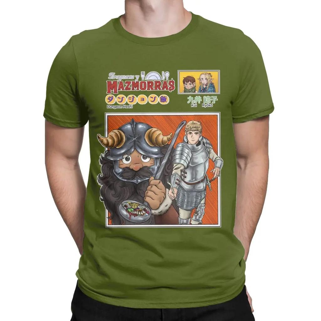 Dungeon Meshi Anime Men's T Shirts Delicious in Dungeon Unique Tees Short Sleeve Crewneck T-Shirts Pure Cotton Printed Tops