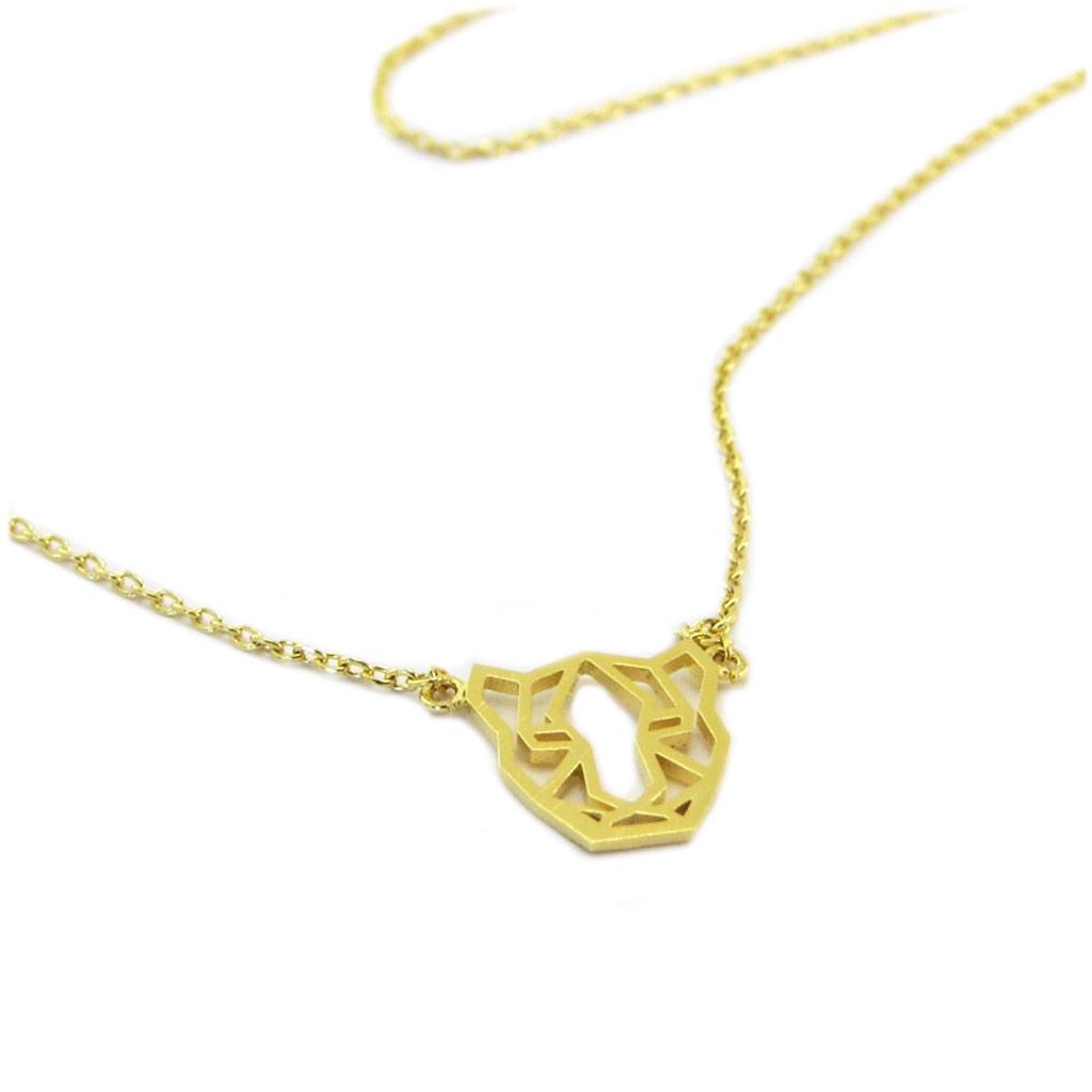 7bis [P5841] - Handmade 'Origami' Necklace (panther) Gold - 13x10 Mm