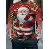 Christmas-Themed Long-Sleeve T-Shirt for Men Made of Comfortable And Breathable Fiber, Featuring a Quirky Santa Claus Print Design