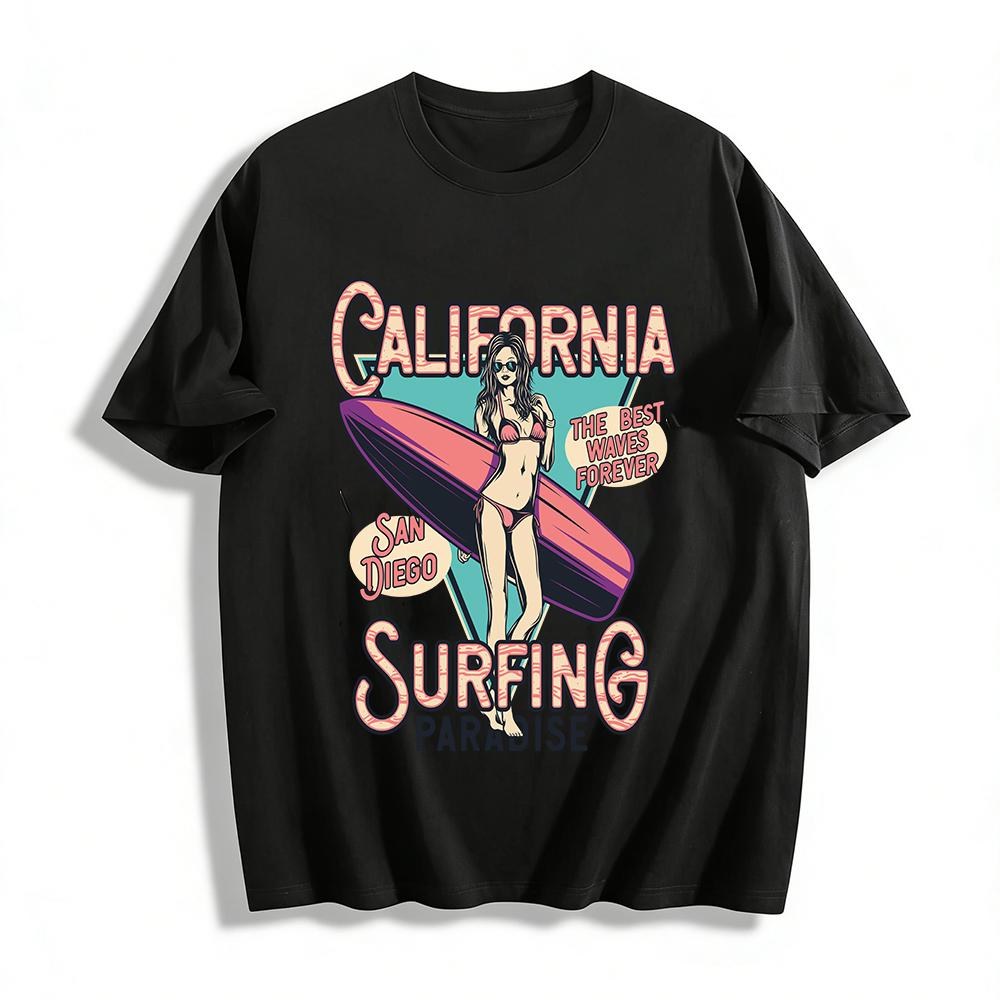 California San Diego Surfing Paradise Graphic Tee Pure cotton T-shirt XXS