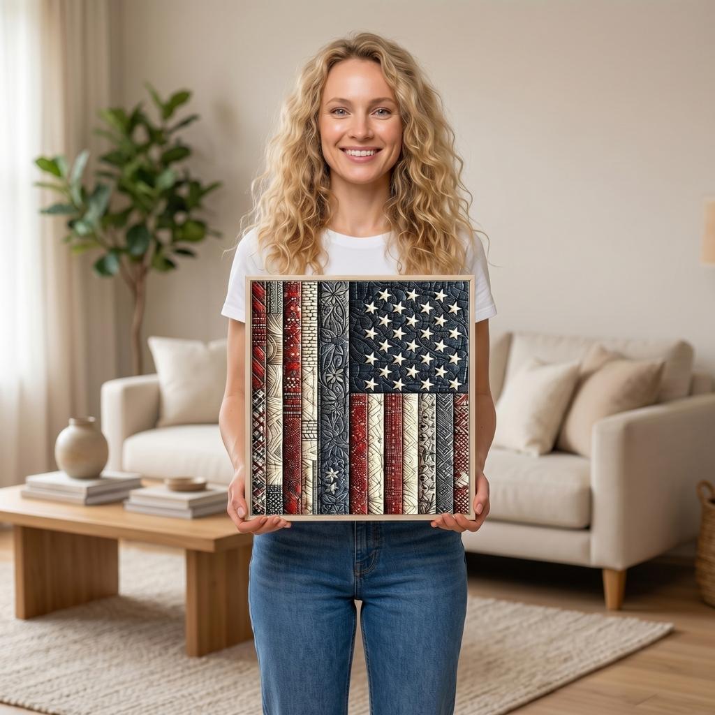 Kit Pittura Diamante 5D Fai da Te Design Bandiera Americana Trapano Completo Ricamo Artigianato Arte da Parete 76 2x122cm per Decorazione Casa e Regalo