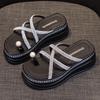 Fashion 7.5CM Synthetic Rhinestone Slippers Luxury Sandals Elegance Leisure Fashion New Summer Women Bling Platform Wedge Flats Shoes