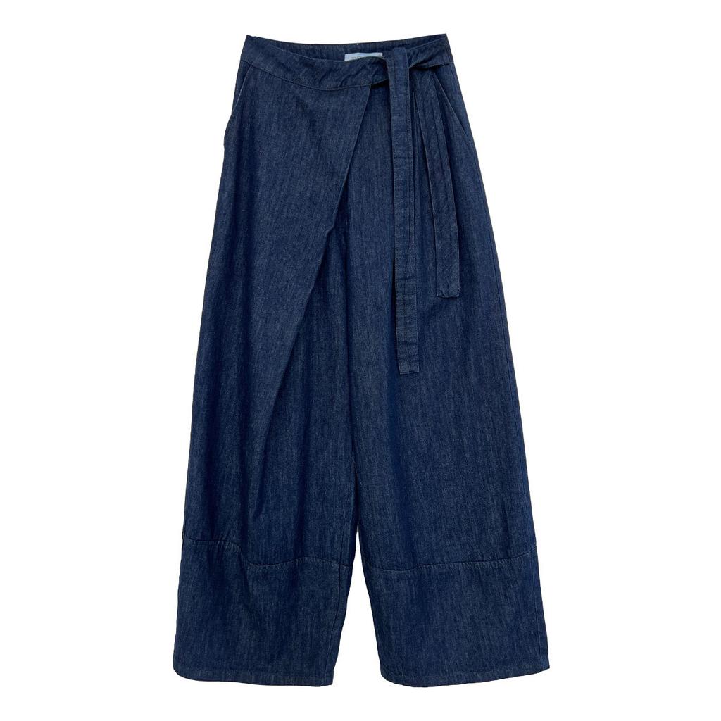 Johnature Vintage Strappy High-waisted Jeans Women Fall Commuter Casual Long Wide-leg Fashion Pants