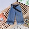 Pantalones de pierna ancha para niña Otoño Versión coreana de Moda para bebé Jeans para niñas pequeñas Cintura elástica Holgados Lisos de algodón Pantalones Ropa de otoño para niños