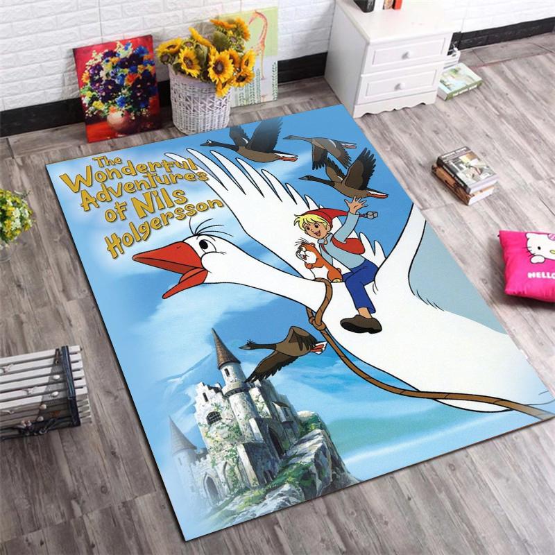 Vintage Swan Princess Art Print Area Rug Non Slip Soft Floor Mat for Bedroom Living Room Nursery Home Decor Gift