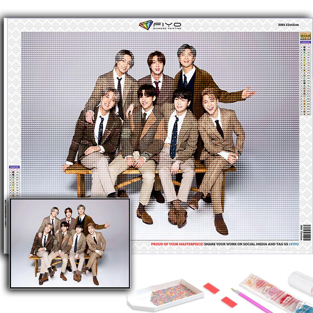 5D DIY Diamond Painting Cross Stitch Korean Boy Group Diamond Embroidery Mosaic Wall Art Home Decoration