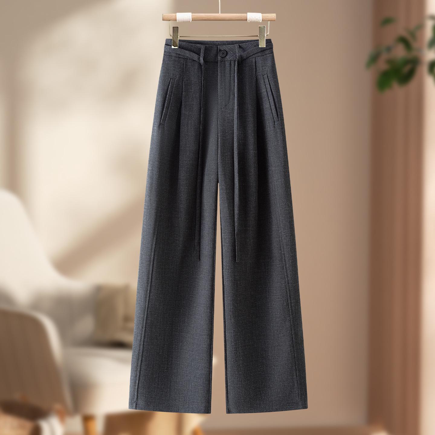 

Wool Blend Wide-Leg High Waist Pants for Women - Autumn/Winter 2025: Thick, Versatile & Comfortable M темно-серого