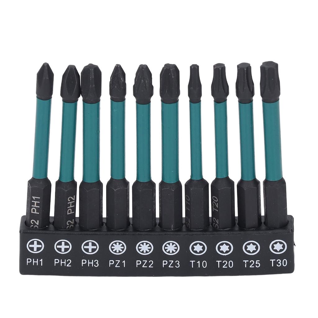 10 Stück 1/4 Zoll Sechskantschaft Schraubendreher-Bit-Set Schwarz Phosphatiert S2 Legierter Stahl Schlagfest Treiber B