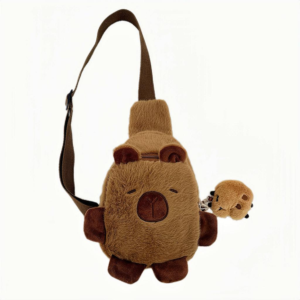 Cute Plush Water Guinea Pig Small Satchel Cartoon Cute Kapibara Storage Mobile Phone Bag Girl Crossbody Small Breast Bag