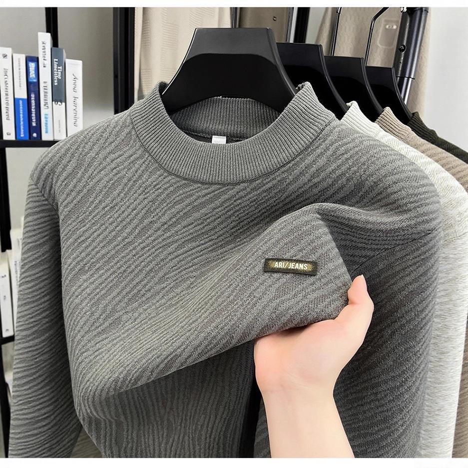 Herren Herbst/Winter Jacquard Strickpullover - Dick mit halbohem Kragen für lässige Wärme