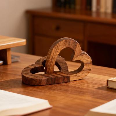 Interlocking Hearts Anniversary Gift for Her Him Bridal Shower Gift Wedding Souvenirs Wooden Hearts Engagement Gift