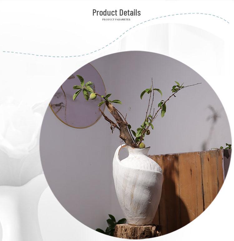 Vaso in Ceramica Wabi-Sabi: Composizione floreale idroponica minimalista per soggiorno o decorazione interna