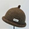 Solid Color Knitted Hat Turned-up Brim Melon-shaped Hat Minimalist Beanie Hat