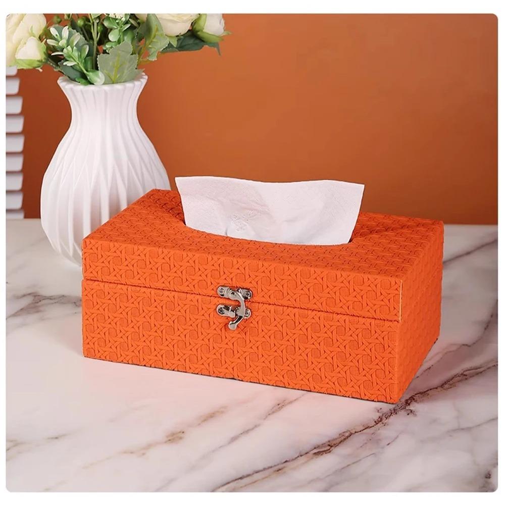 Retro Woven Texture Leather Tissue Boxluxuryhigh-end Home Living Room Office ItemWooden Paper Boxel Commercial Tissue Box