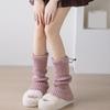 Solid Color Drawstring Leg Warmers for Women Girls Ribbed Knit Turn Cuff Boot Covers Socks for Ballet Dance Skating Yoga