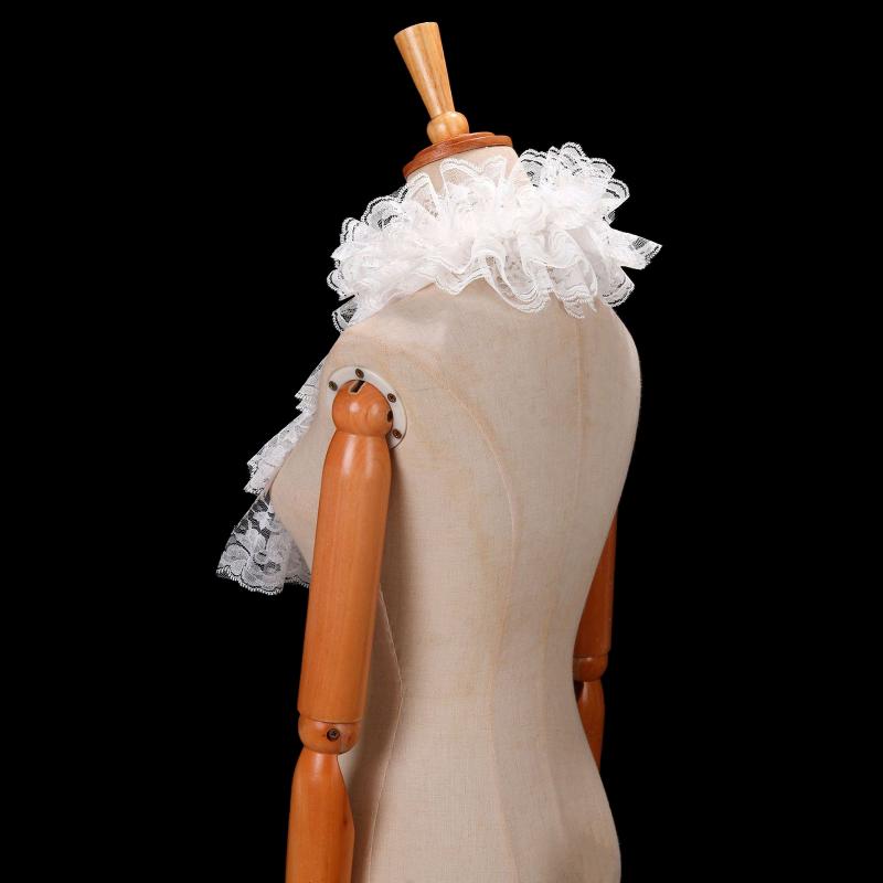 Elegant Lace Jabot Collar Detachable Hollow Design Wrist Cuffs Victorian Style Cosplay Accessory For Women Party Costume