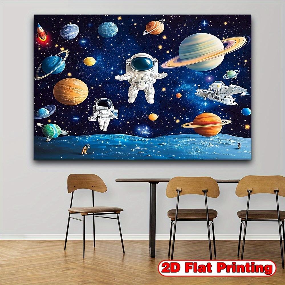 2D plane 2D banner 1 piece of background fabric with cosmic planet and astronaut scene - Birthday Party