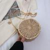 Rattan Bag Female Summer Straw Bag Cute Pearl Chain Shoulder Bag Braided Small Round Bag