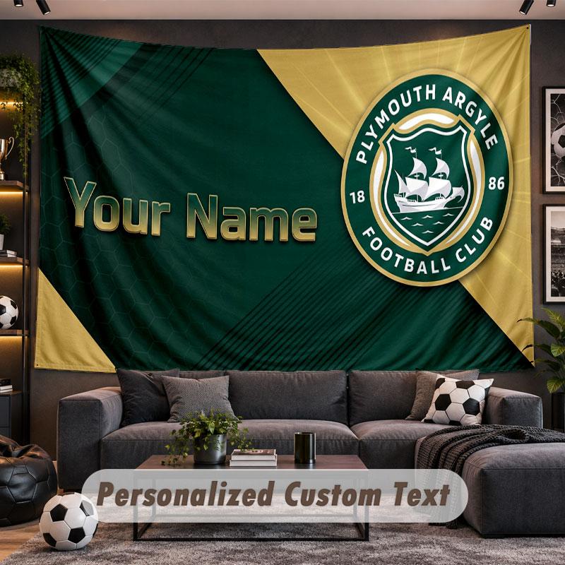 Wall Hanging Tapestry Custom NamePlymouth Argyle FC Pattern Personalized Printed Fabric Wall Decor