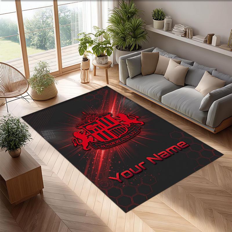 Sunderland FC Printed Crystal Velvet Rug Non‑Slip Crystal Velvet Carpet For Sofa Bedroom Indoor Home Decoration