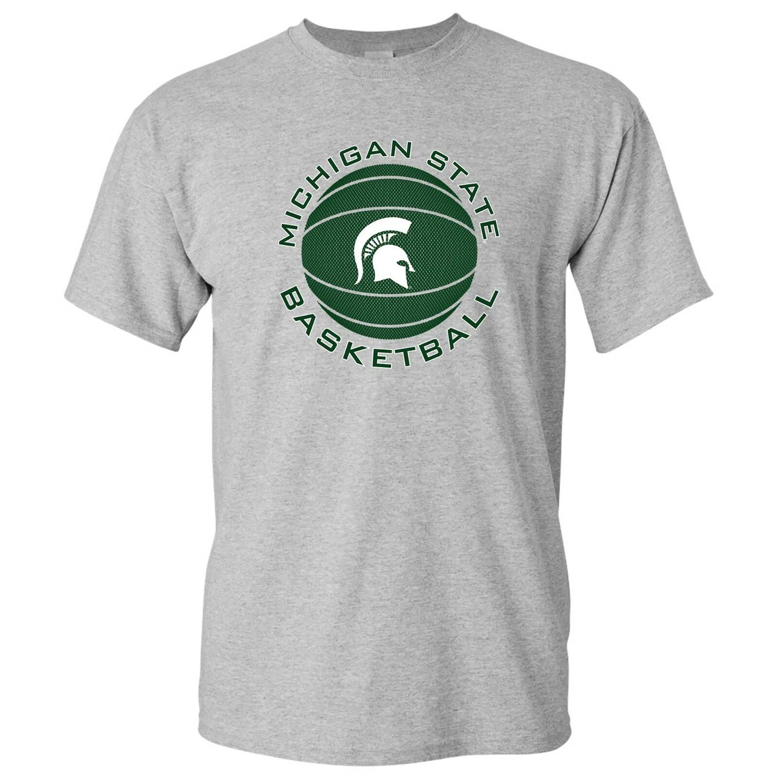 Michigan State Spartans Basketball Circle Logo T-Shirt -Sport Grey 4XL
